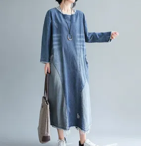 Loose Denim Dresses Loose Autumn Dresses Casual Women Dresses ZRL97213