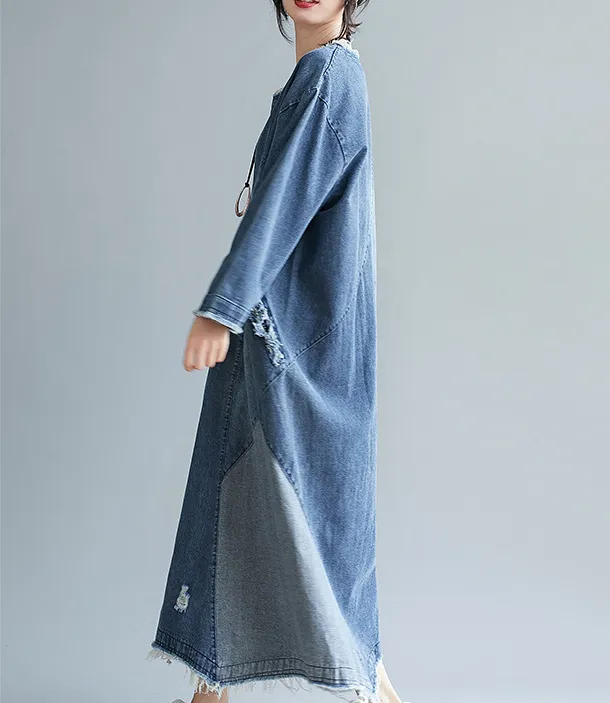 Loose Denim Dresses Loose Autumn Dresses Casual Women Dresses ZRL97213