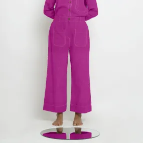 Magenta Cotton Linen Patch Pocket Wide Legged Pant