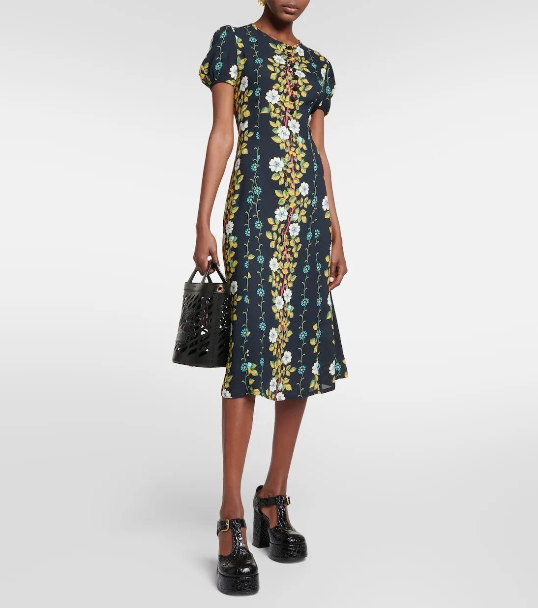 Midi dress with floral print Etro, multicolor