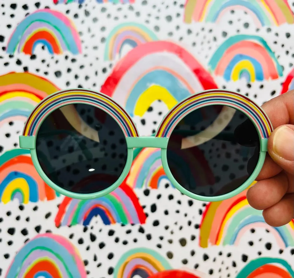 Mint Round Rainbow Retro Kids Sunglasses