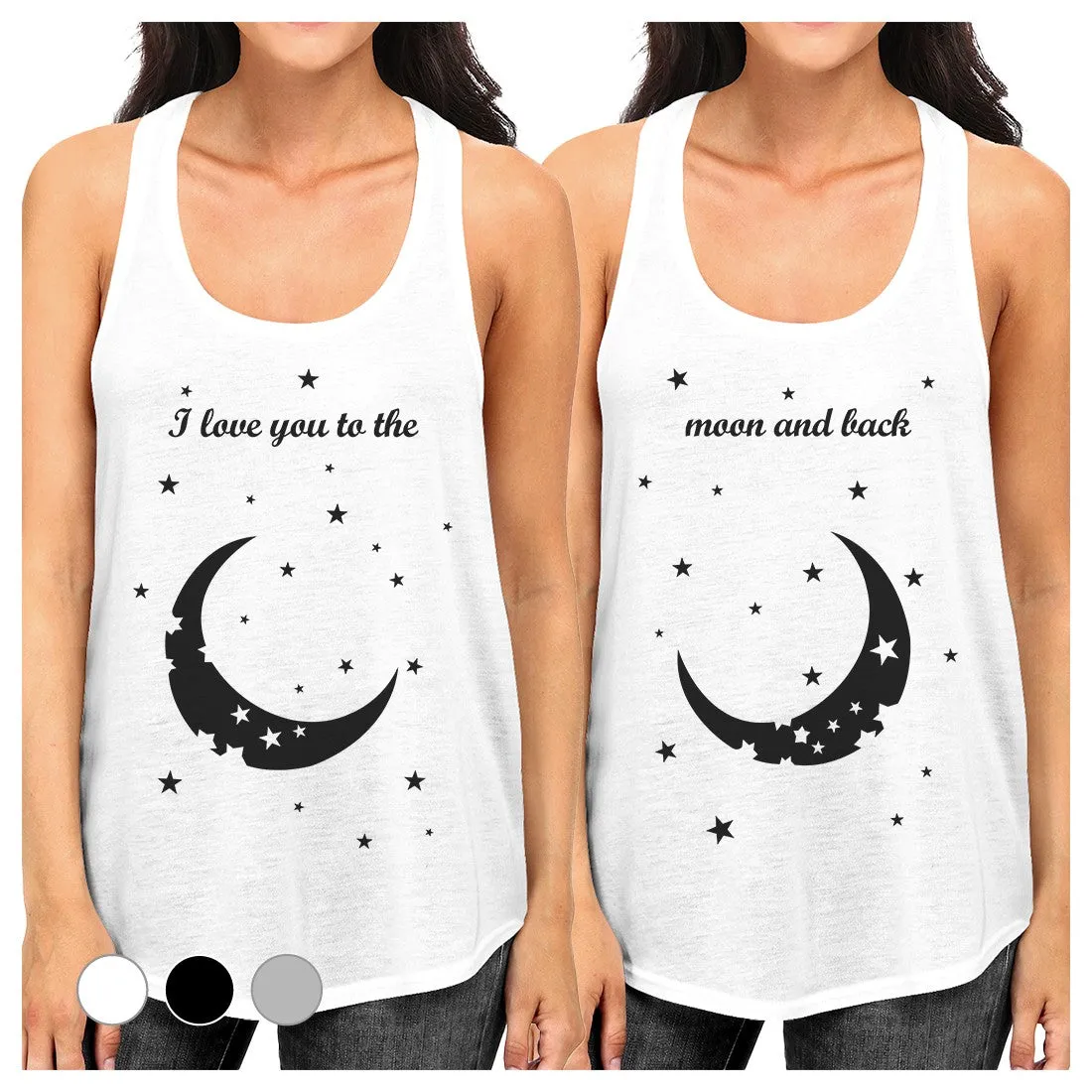 Moon And Back Best Friend Gift Shirts Womens Funny Graphic Tanks