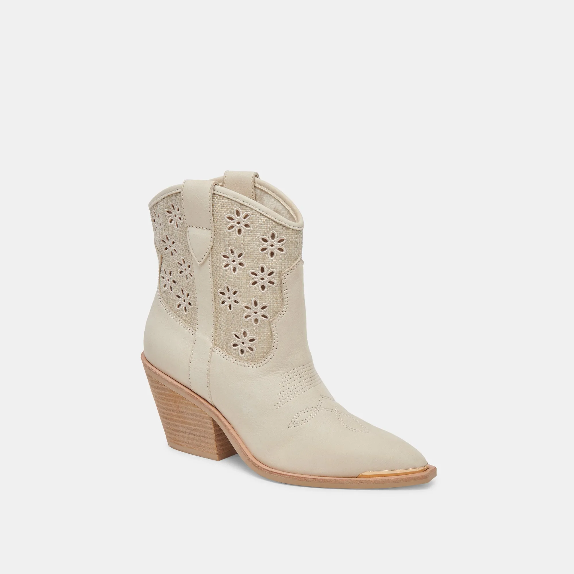 NASHE BOOTIES OATMEAL FLORAL EYELET