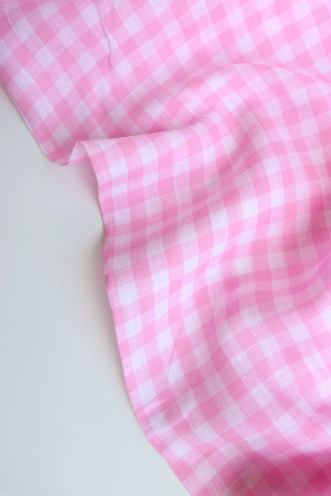 Pink Medium Check | Limerick Linen Yarn Dyed | Robert Kaufman