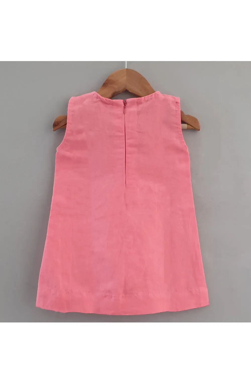 Pink Swan Embellished Linen Dress