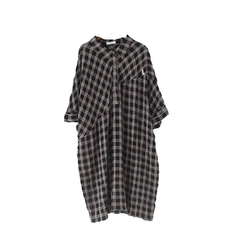 Plaid Shirts Dresses Loose Summer Spring Women Dresses Plus Size Women Dresses AMT962211