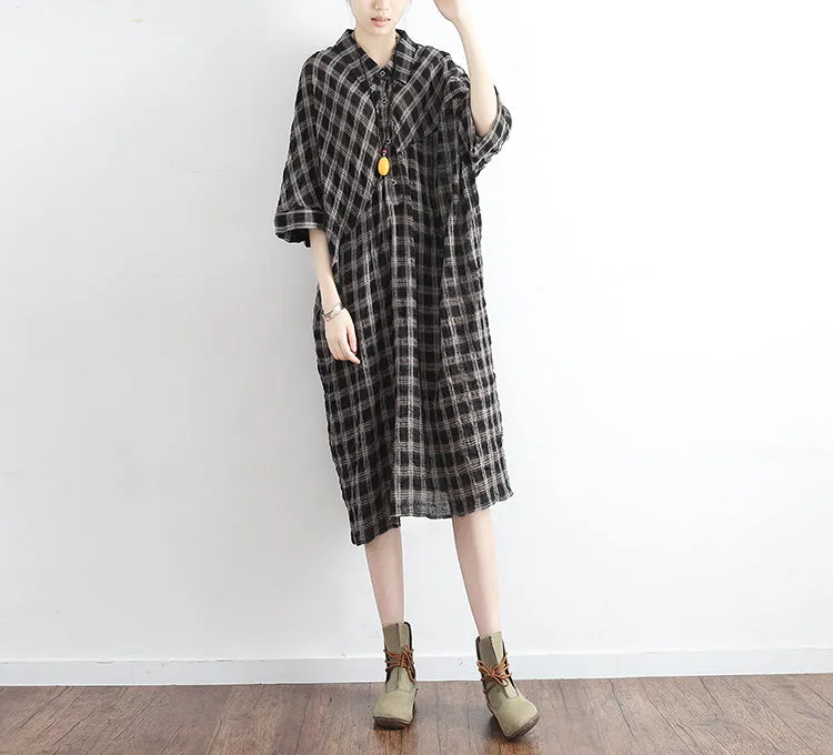 Plaid Shirts Dresses Loose Summer Spring Women Dresses Plus Size Women Dresses AMT962211