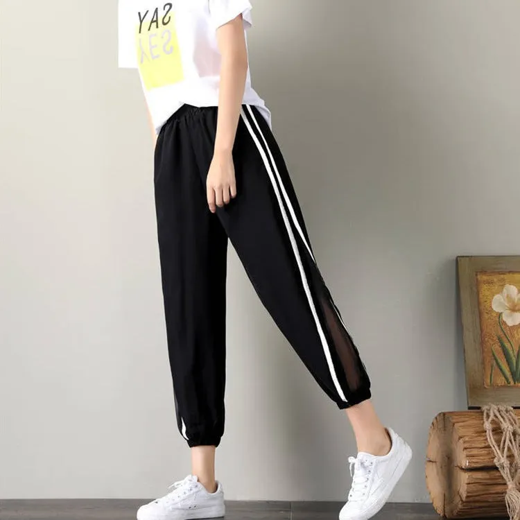 Plus Size Wide Leg Pants Women Thin Loose Lantern Wide Leg Casual Ankle-Length Pants