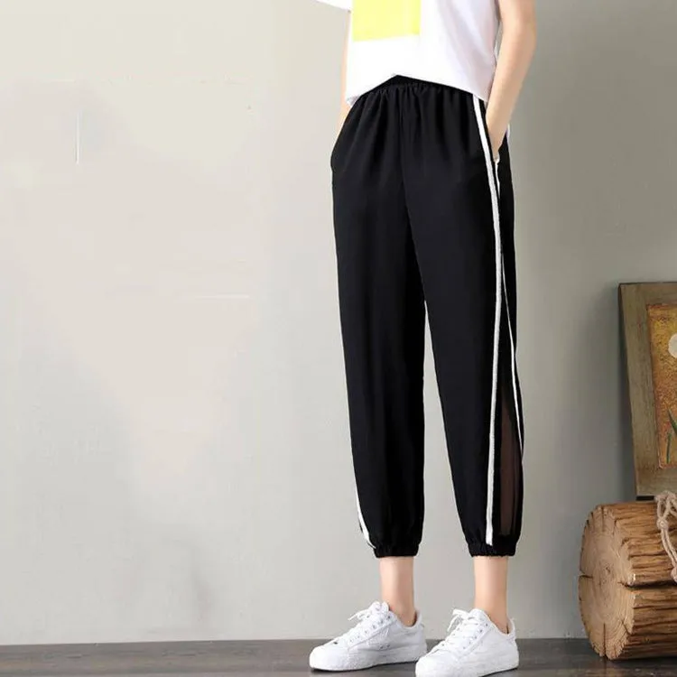 Plus Size Wide Leg Pants Women Thin Loose Lantern Wide Leg Casual Ankle-Length Pants