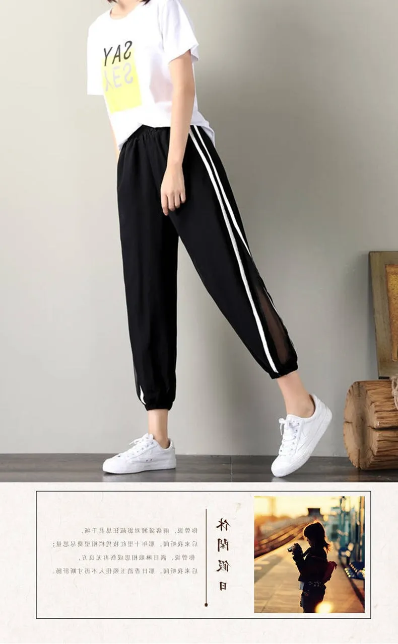 Plus Size Wide Leg Pants Women Thin Loose Lantern Wide Leg Casual Ankle-Length Pants