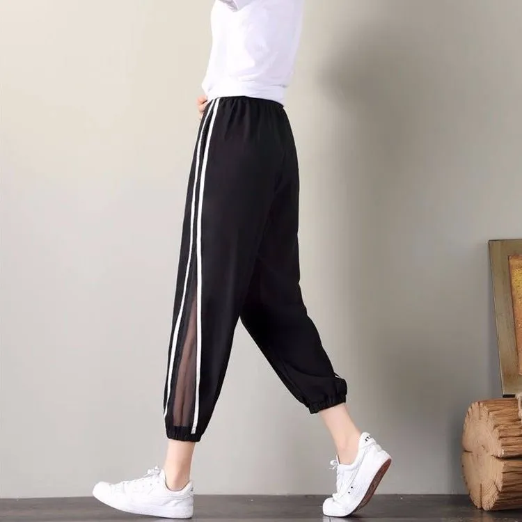 Plus Size Wide Leg Pants Women Thin Loose Lantern Wide Leg Casual Ankle-Length Pants