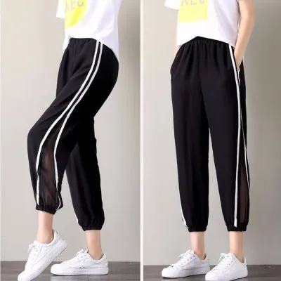 Plus Size Wide Leg Pants Women Thin Loose Lantern Wide Leg Casual Ankle-Length Pants