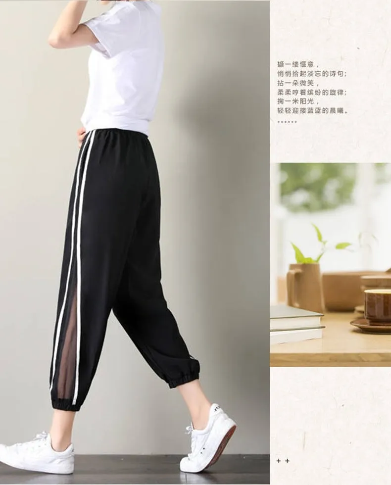 Plus Size Wide Leg Pants Women Thin Loose Lantern Wide Leg Casual Ankle-Length Pants