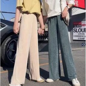 Popular Wide Leg Pants Women Korean Drape Casual Floor Length Home Plus Size Pants