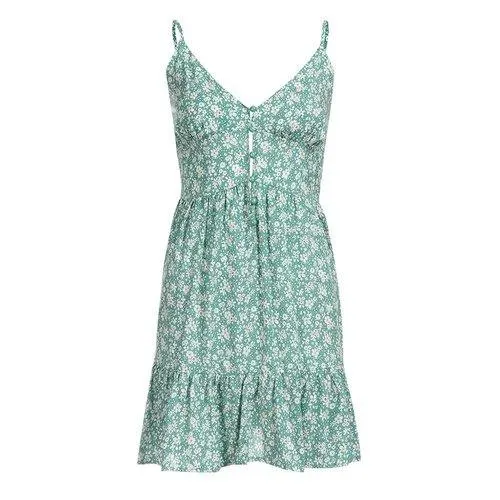 Ruffled V-Neck Floral Printed Vintage Mini Dress