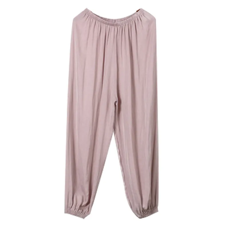 Summer Ice Silk High Waist Slim-Look Ankle-Length Casual Women All-Matching Drape Loose Lantern Cool Wide Leg Pants