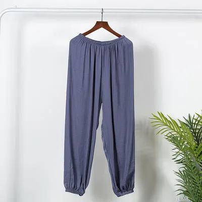 Summer Ice Silk High Waist Slim-Look Ankle-Length Casual Women All-Matching Drape Loose Lantern Cool Wide Leg Pants