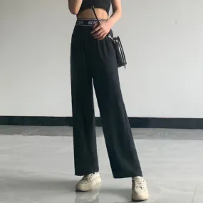 Summer Wide Leg Denim Pants Women High Waist Loose Drape Ice Silk Thin Straight Floor Length Pants