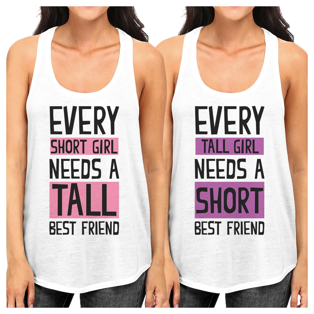 Tall Short Friend Best Friend Gift Shirts Womens Matching Tank Tops