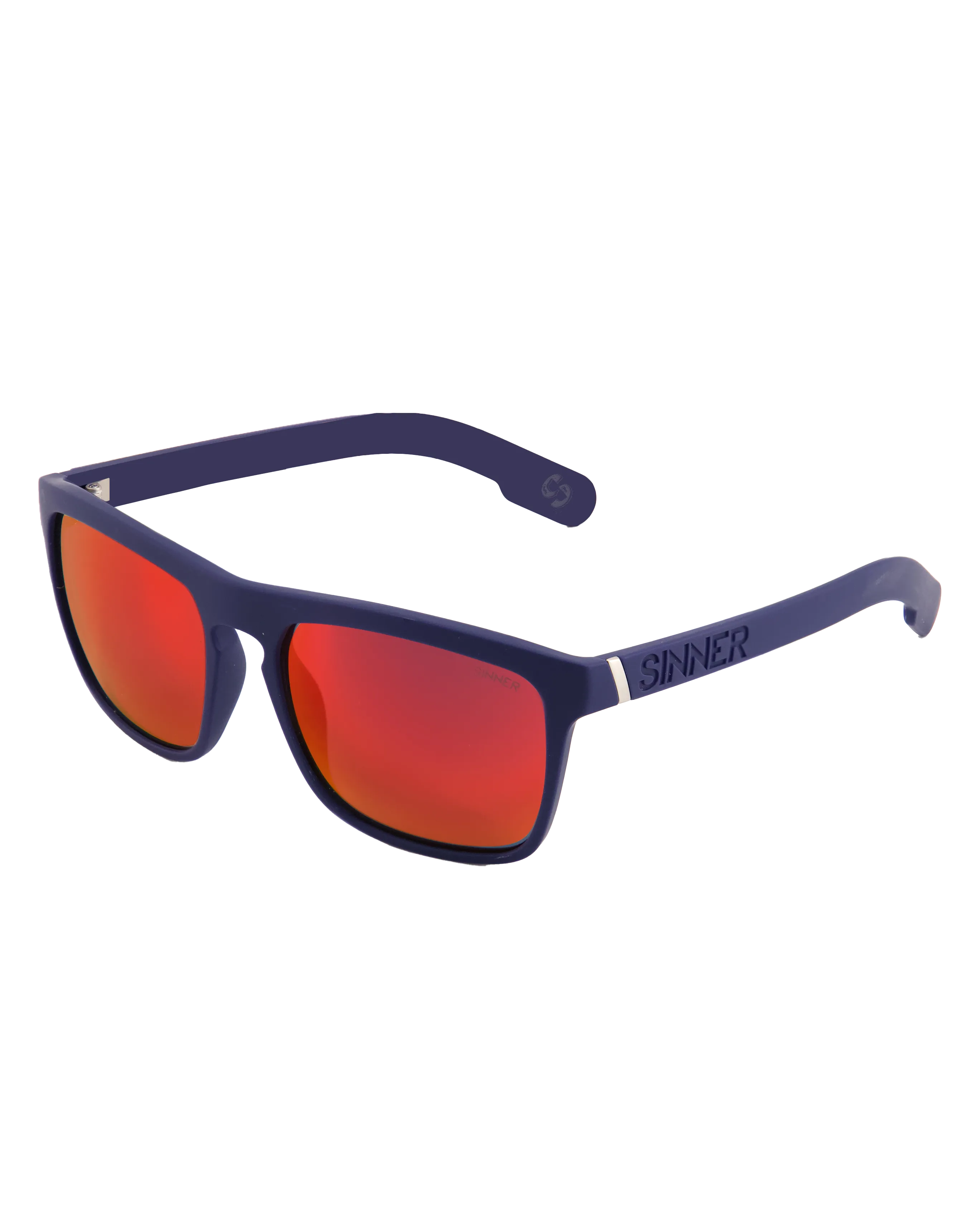 Thunder X Polarised Sunglasses in Matte Dark Blue & Red Mirror