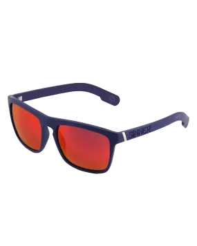 Thunder X Polarised Sunglasses in Matte Dark Blue & Red Mirror