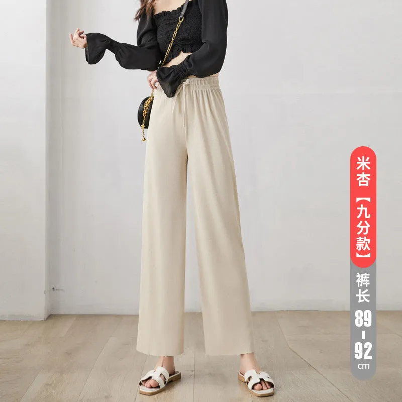 Trendy Slim-Look Ice Silk Drape Wide Leg Summer Anti Mosquito Plus Size Loose Casual Pants