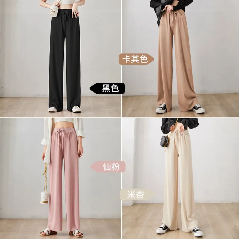 Trendy Slim-Look Ice Silk Drape Wide Leg Summer Anti Mosquito Plus Size Loose Casual Pants