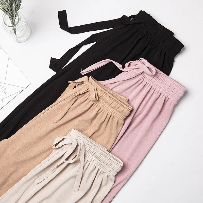 Trendy Slim-Look Ice Silk Drape Wide Leg Summer Anti Mosquito Plus Size Loose Casual Pants