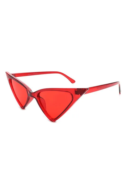 Triangle Cat Eye Sunglasses - Translucent Red