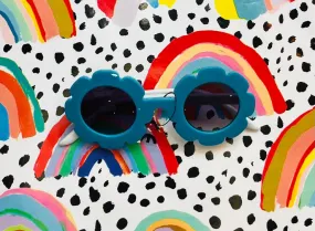 Turquoise Flower Retro Kids Sunglasses