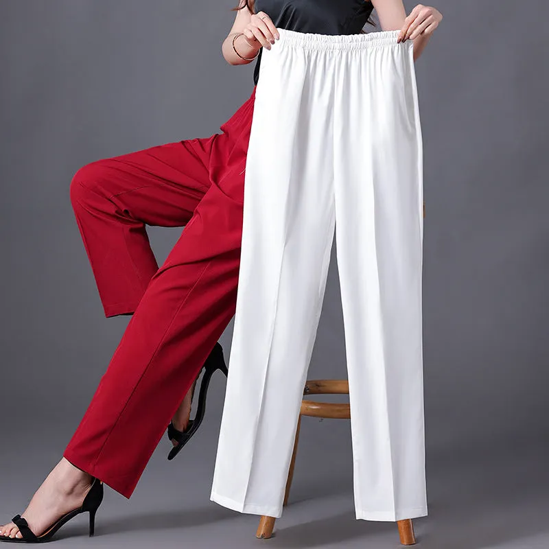 Wide Leg Pants Women Loose White Slim Look Casual Cotton Blend Ankle-Length Carrot Pants