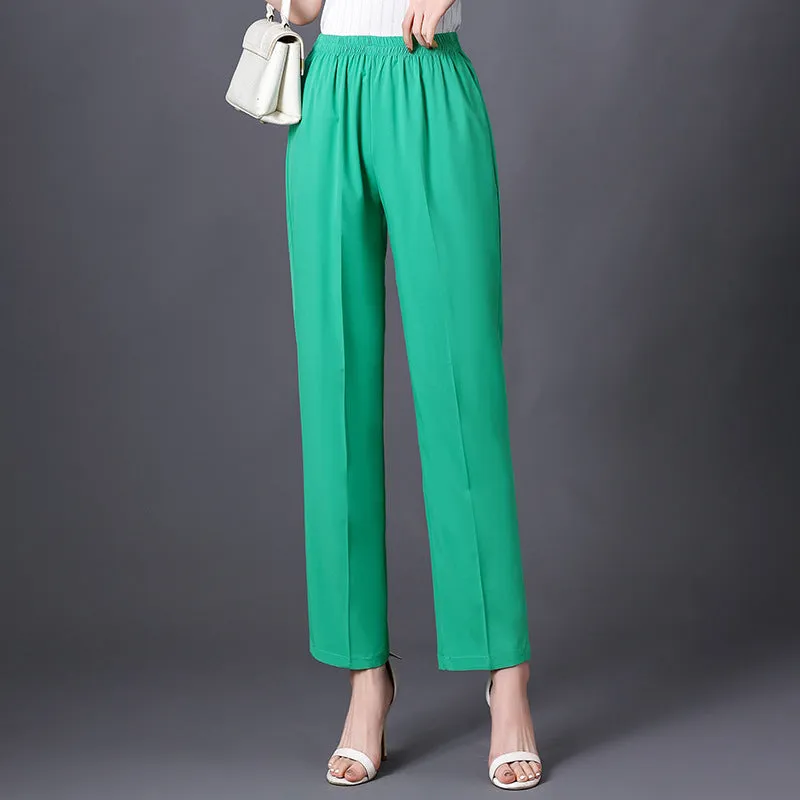 Wide Leg Pants Women Loose White Slim Look Casual Cotton Blend Ankle-Length Carrot Pants