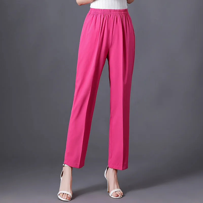 Wide Leg Pants Women Loose White Slim Look Casual Cotton Blend Ankle-Length Carrot Pants