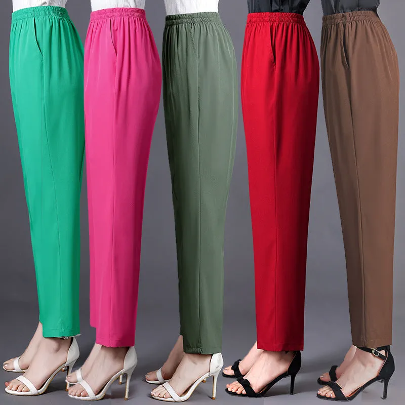 Wide Leg Pants Women Loose White Slim Look Casual Cotton Blend Ankle-Length Carrot Pants