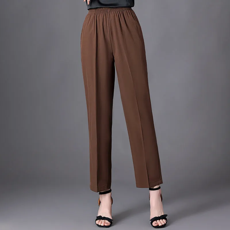 Wide Leg Pants Women Loose White Slim Look Casual Cotton Blend Ankle-Length Carrot Pants