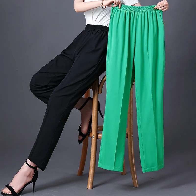 Wide Leg Pants Women Loose White Slim Look Casual Cotton Blend Ankle-Length Carrot Pants