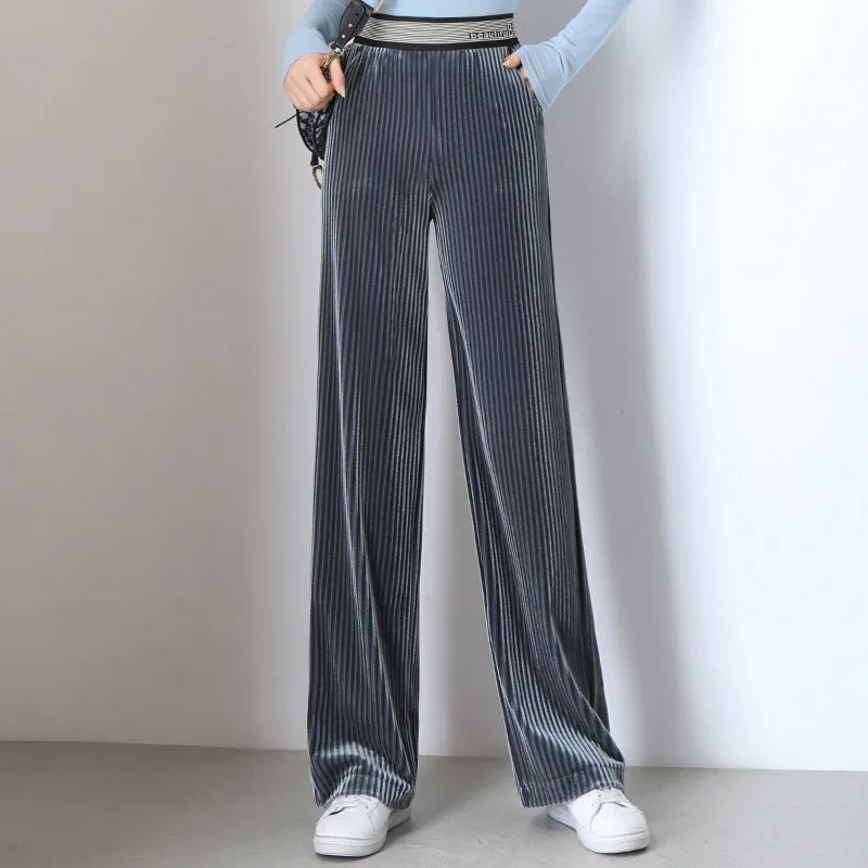 Wide Leg Women Thin Loose High Waist Drape Straight Casual Pants