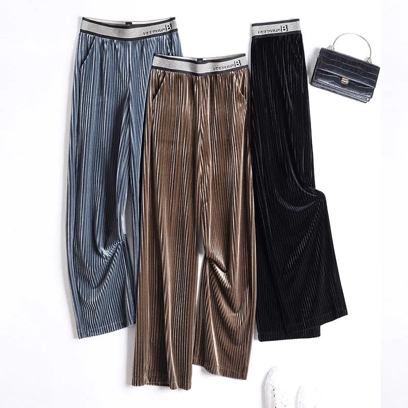 Wide Leg Women Thin Loose High Waist Drape Straight Casual Pants