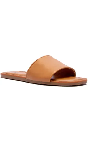 Wide Toe Band Square Slides- Tan- Final Sale