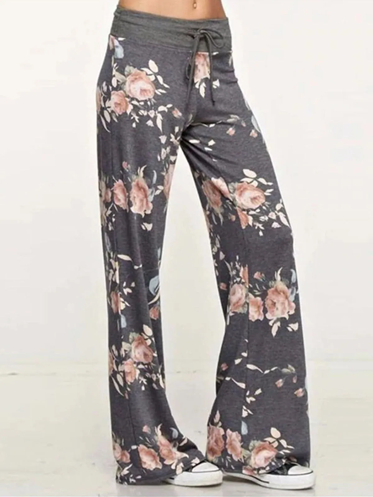 Women's Floral Boot Cut High Waisted Elastic Yoga Pant