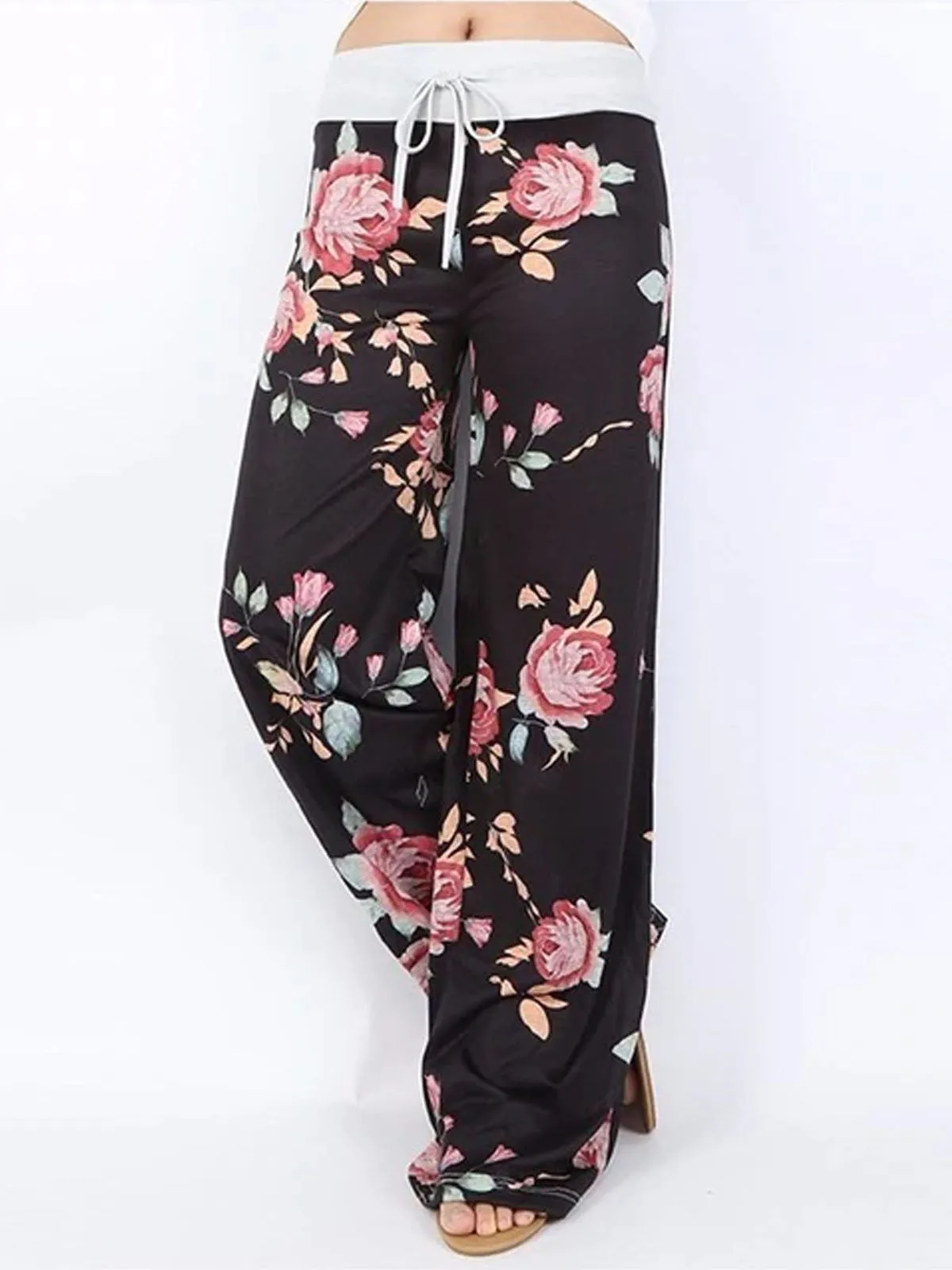 Women's Floral Boot Cut High Waisted Elastic Yoga Pant