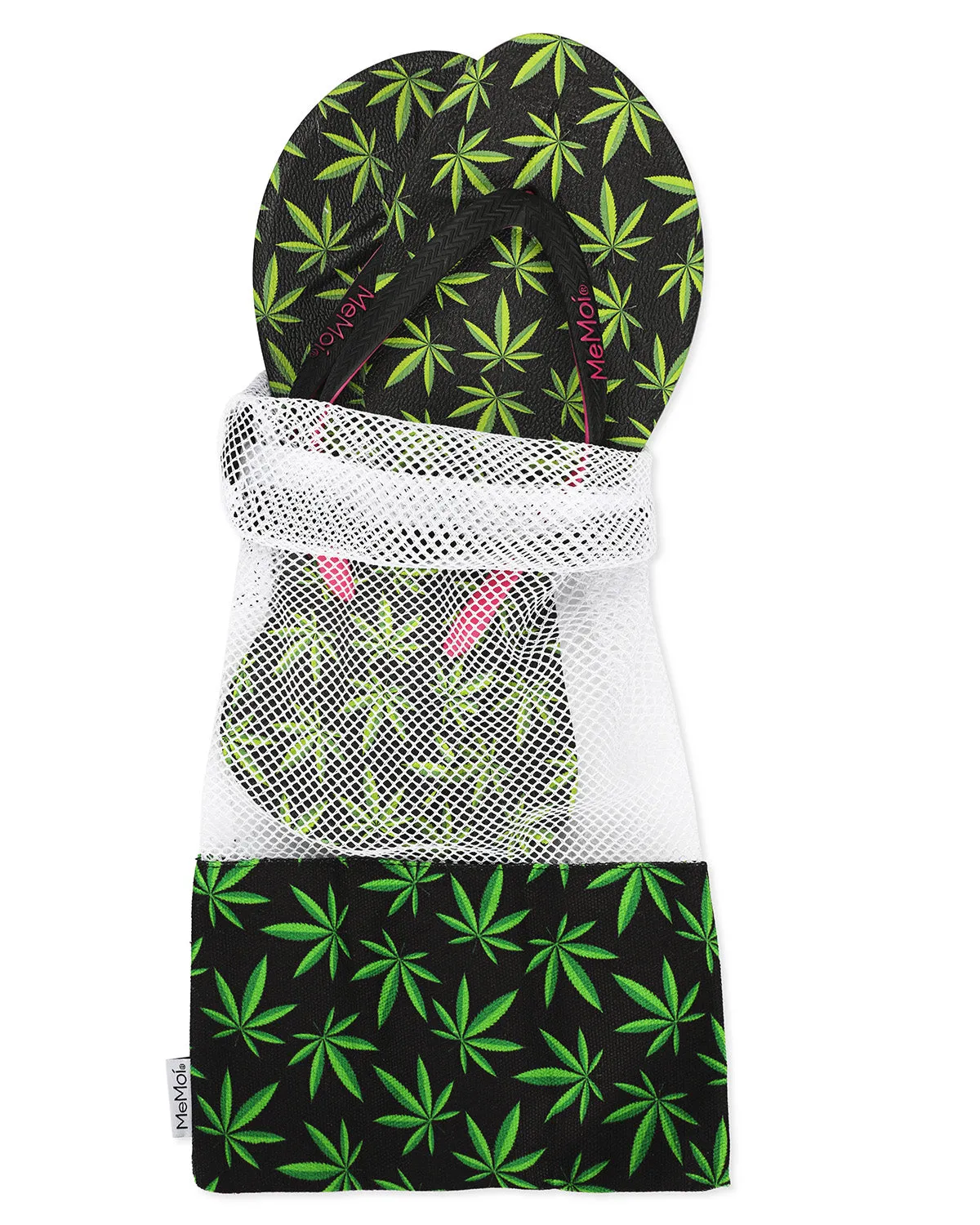 Women's Weed Flip Flops & Mesh Bag Set