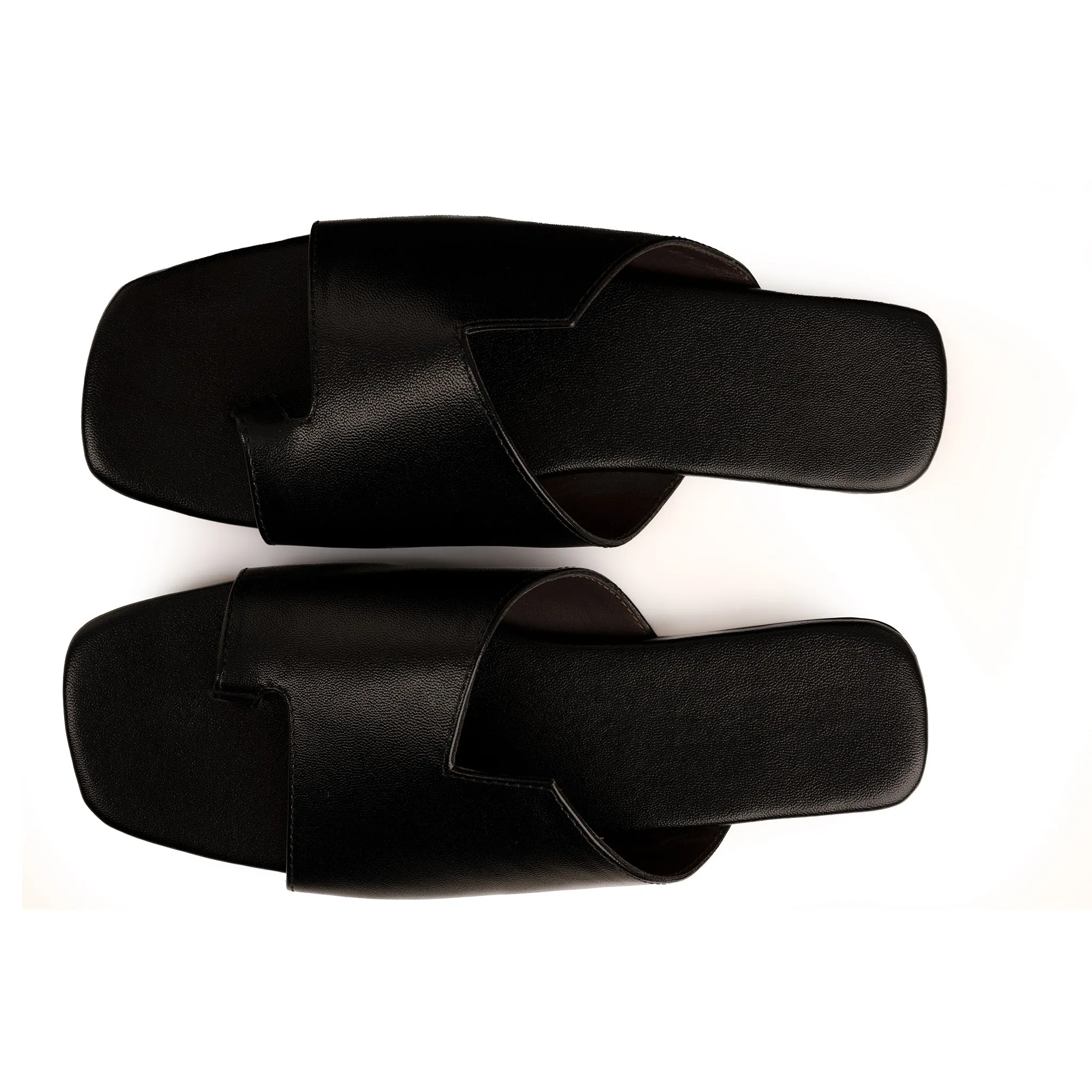 Yuna Cloak Vegan Leather Black Women Slides Thrift Edit