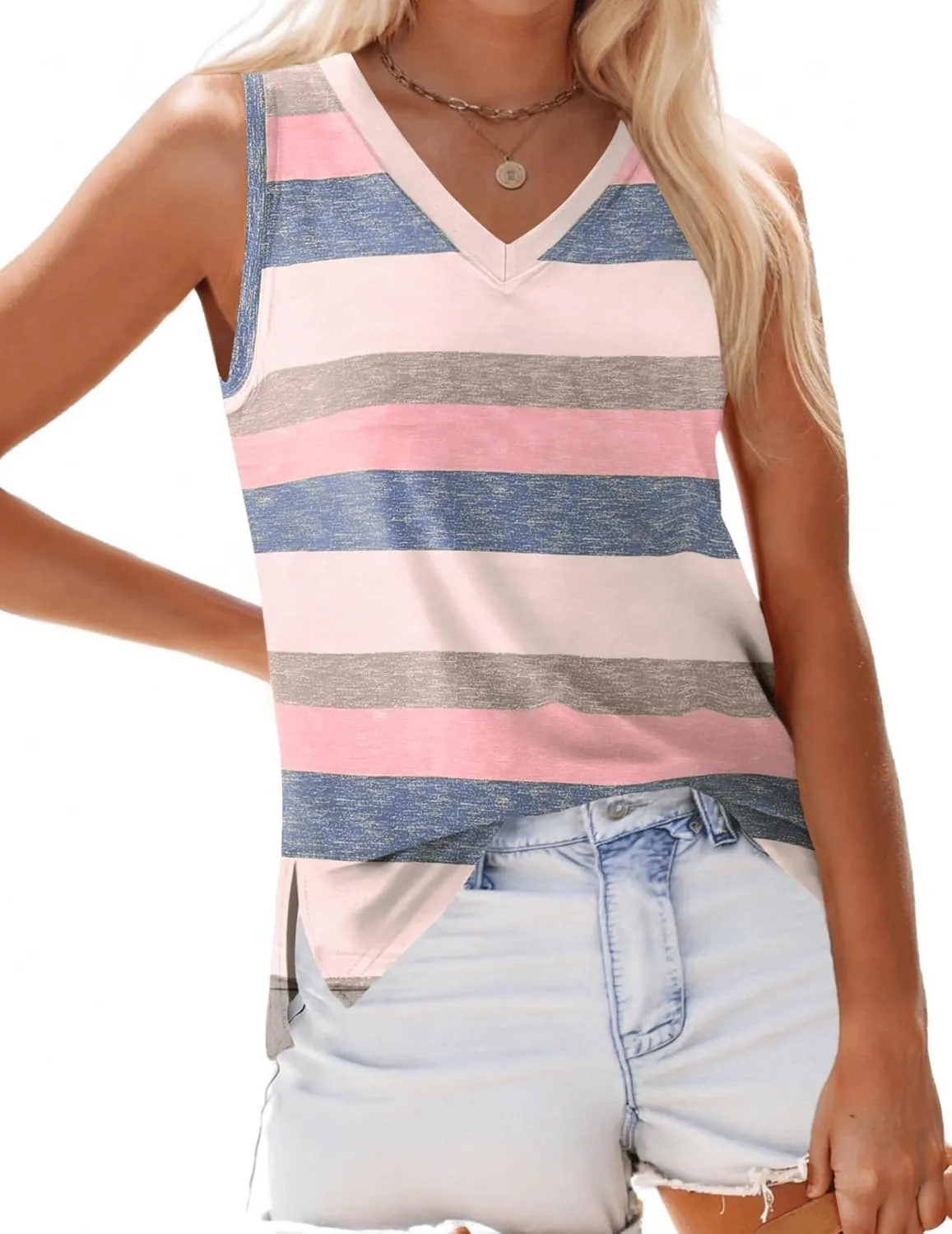 Zeagoo V Neck Loose Fit Tank Tops Casual Basic